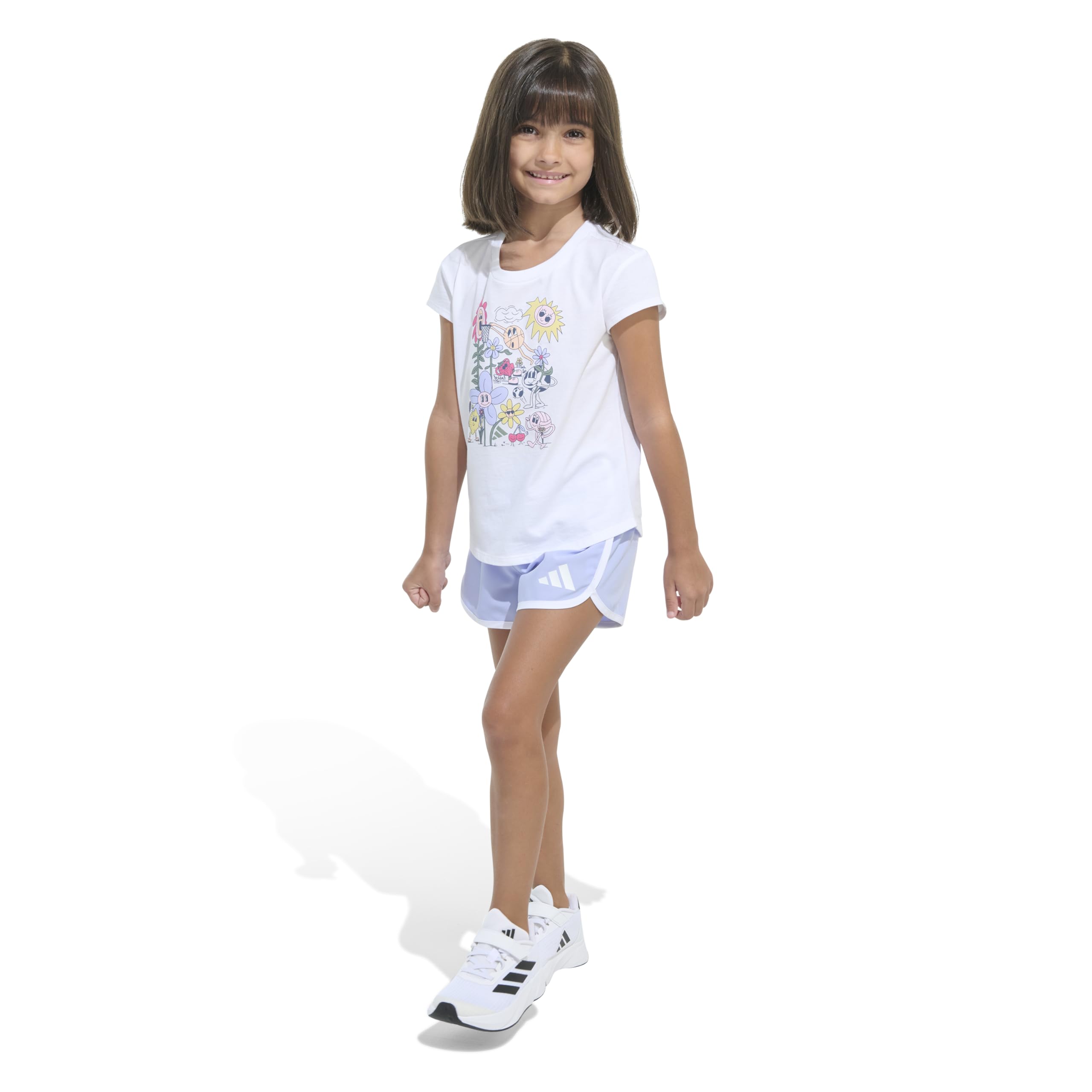 adidas cap Sleeve Tee Shirt And Woven Short Set da 2 Pezzi Composto da Maglietta e Pantaloncini (Pacco da 2) Bambine e Ragazze