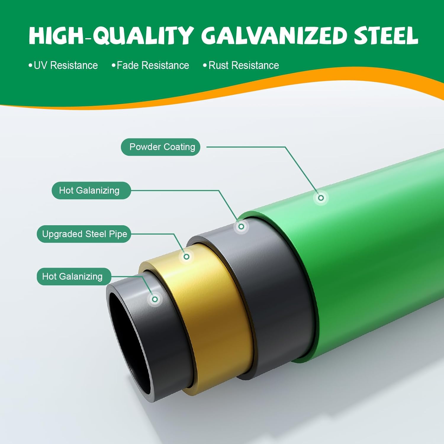 Outdoor Monkey Bars for Kids,Metal Swing Sets for Backyard with 4 Rings Climbing Rope,Monkey Bars Kit with Single Disk Outdoor Climbing Rope with Platforms,Jungle Gym for Playground, Green