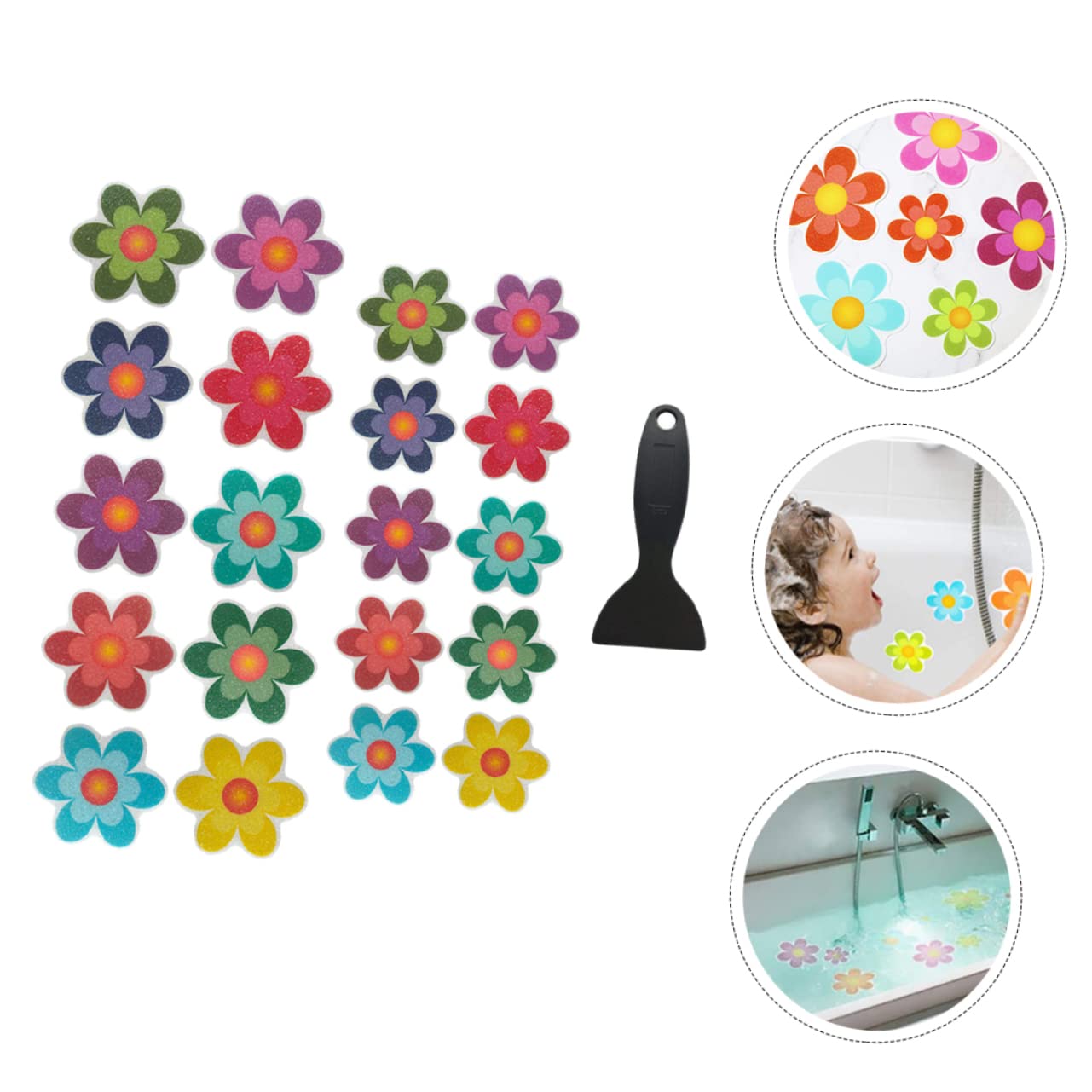 Healeved 2 Juegos Adhesivos Antideslizantes para Flores. contra El Baño Pegatinas Pegatina De Peldaños De Bañera Apliques Anti Baño Niño De Polivinilo Alcachofa De La Ducha Grava