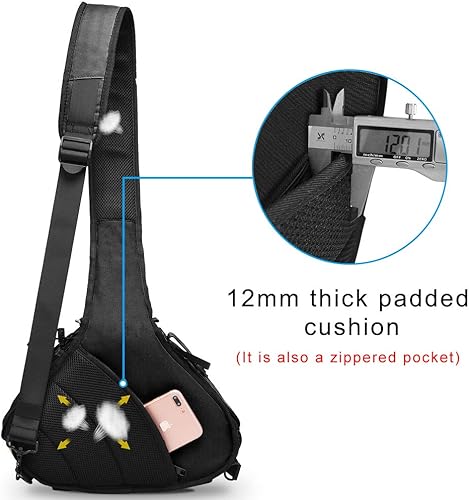 Miniatura 8 de Caden, bolsa triangular con tira cruzada para cámaras DSLR Sony Canon Rebel Powershot, Nikon Coolpix, Kodah, Olympus, Pentax, Sony con trípode y