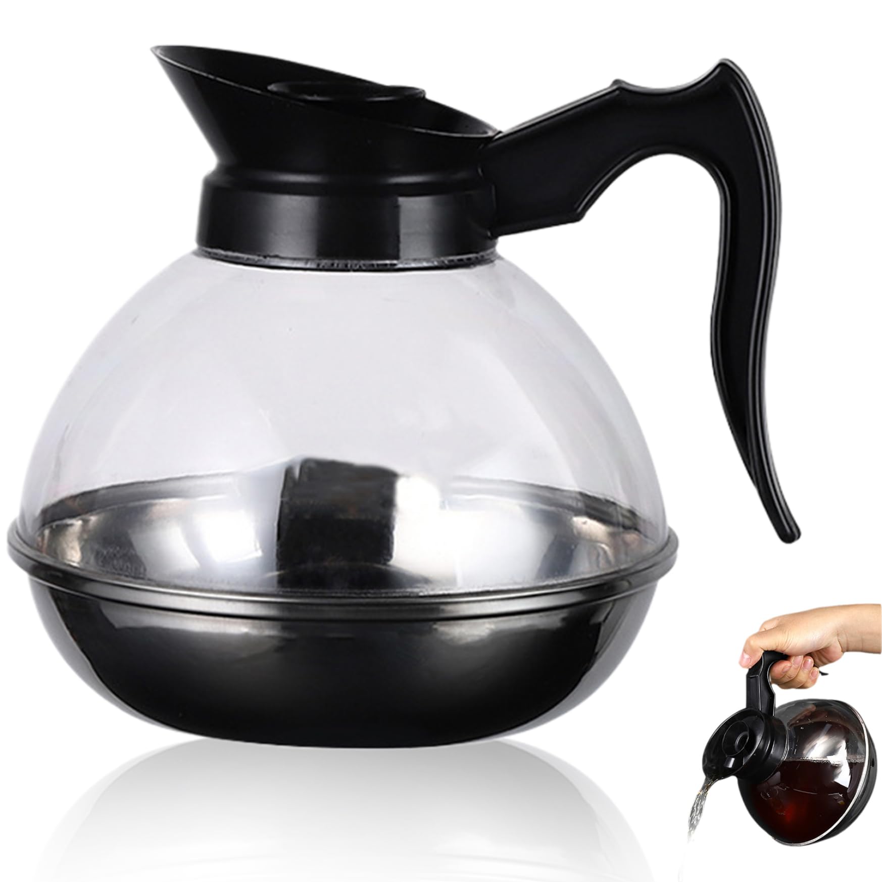 Coffee Decanter 1.6L Coffee Carafe Food Grade Pot Replacement Heat Resistant Pot Fits Drip Machine, Induction Cooker