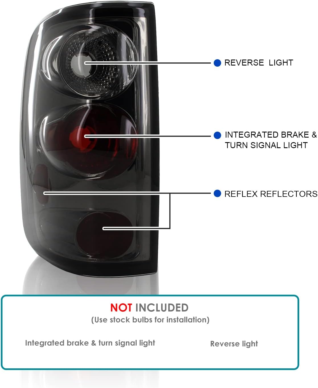 SPEC-D TUNING Smoke Lens Tail Lights Compatible with 2004-2008 Ford F-150 Styleside, Left + Right Pair Assembly