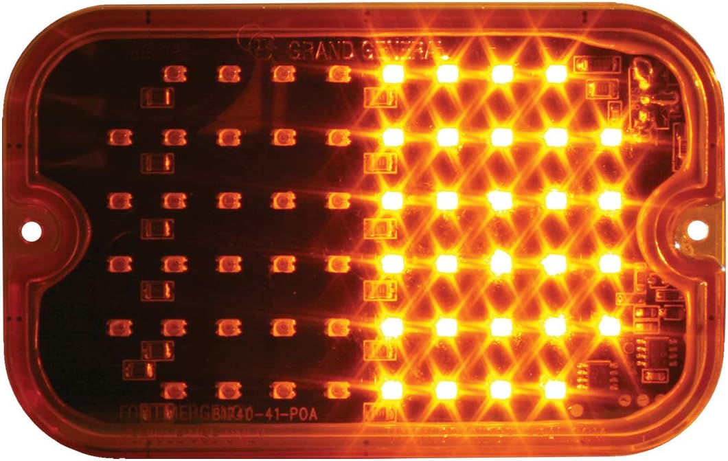 GG Grand General 81744 Amber/Amber LED Light (Rectangle Multi-Strobe 56, 15 Flash Pattern)