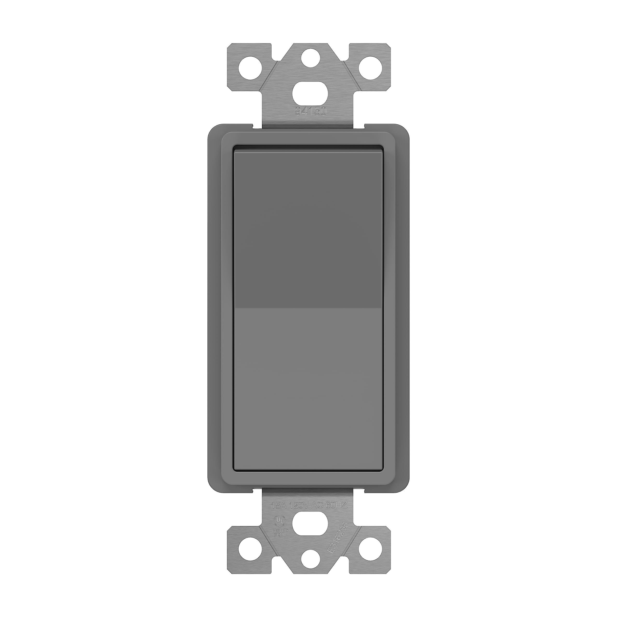 ENERLITES 4-Way Decorator Paddle Rocker Light Switch, Gloss Finish, Clamp Down Wiring, Grounding Screw, Residential Grade, 15A 120V/277V, UL Listed, 94150-GY, Gray
