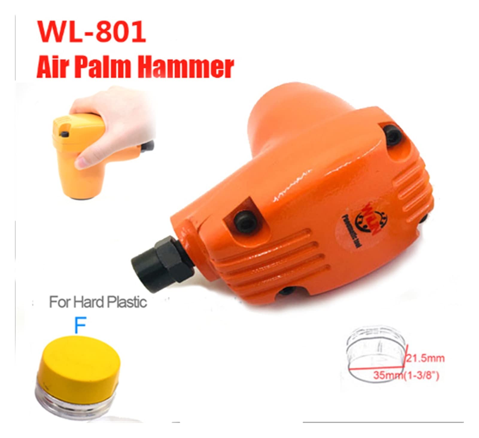 Martillo neumático Herramientas de aire neumático Palmera de mano Knock Beat Strike Hammer Scaler Up-801(Hammer and 4pcs head)