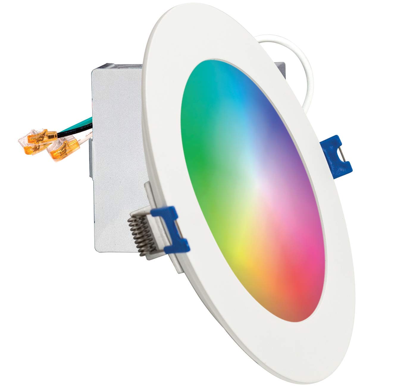 MW 6 inch Canless Ultra-Slim RGB LED Smart Downlight, Flat Trim, 750 Lumen, Junction Box Included, WiFi Access, No Hub Required, Compatible with Alexa or Google Assistant, Energy Star (1 Pack)