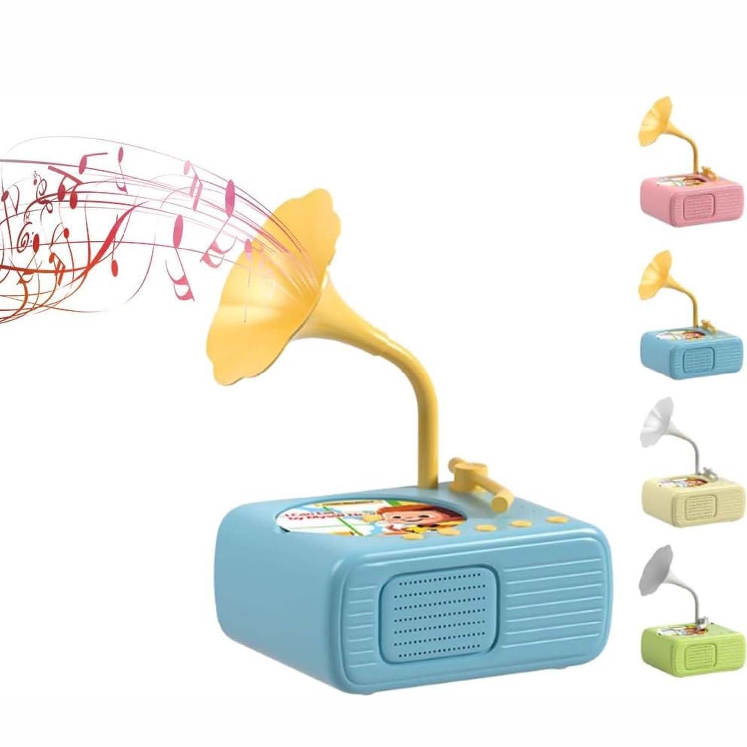 Sweako Kids Phonograph with 96 Cards,Tretregard Kids Phonograph,Kids Record Player, Story & Music Player,Educational Music Interactive Toy,Toddler for Early Learning,Fun Gift for Kids (Blue)
