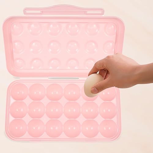 Miniatura 5 de Hemoton 2 soportes para huevos para refrigerador, caja de almacenamiento de huevos para refrigerador, dispensador de huevos, bandeja de