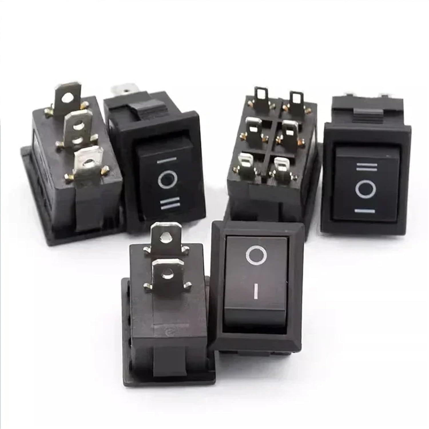 300Pcs KCD1 Series 2/3/4 Pin Boat Car Rocker Position Power Switches 15mm x 21mm Black Red Green 6A/250V 10A/125V AC(Red Light 3Pin)