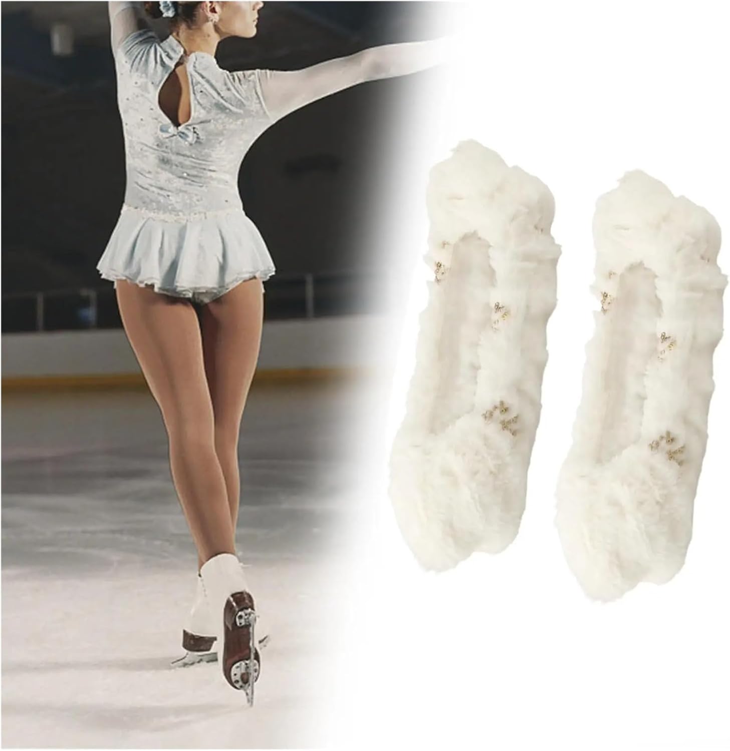 Figure Skate Boot Covers Ice Skate Blade Covers, Flannel Guards Protector for Men Women Skates Hockey Adults Figure