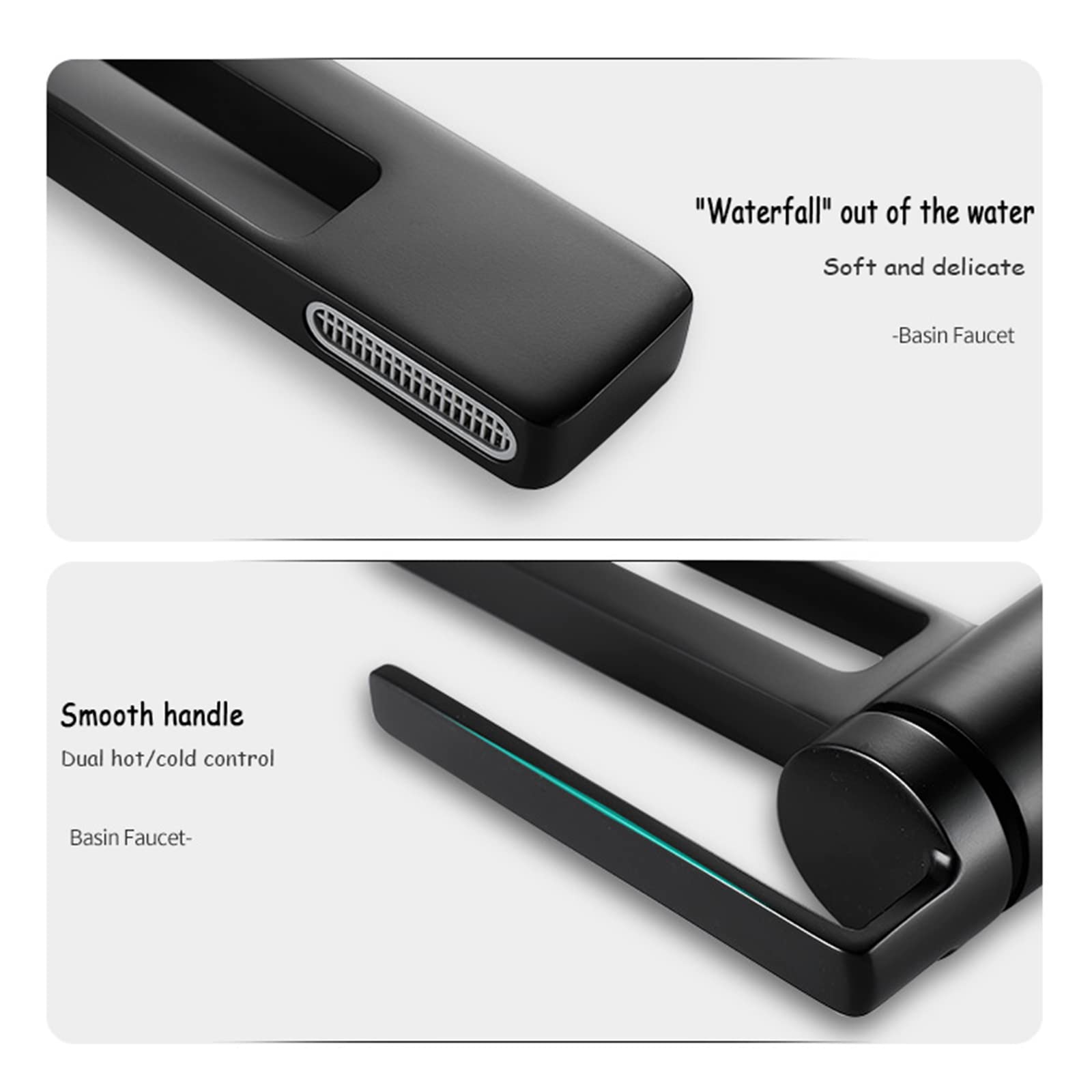 Grifos De Lavabo De Baño, Grifos De Cascada, Mezclador De Agua Fría Y Caliente, para El Hogar, Hotel, Etc., Cromados.(Black)