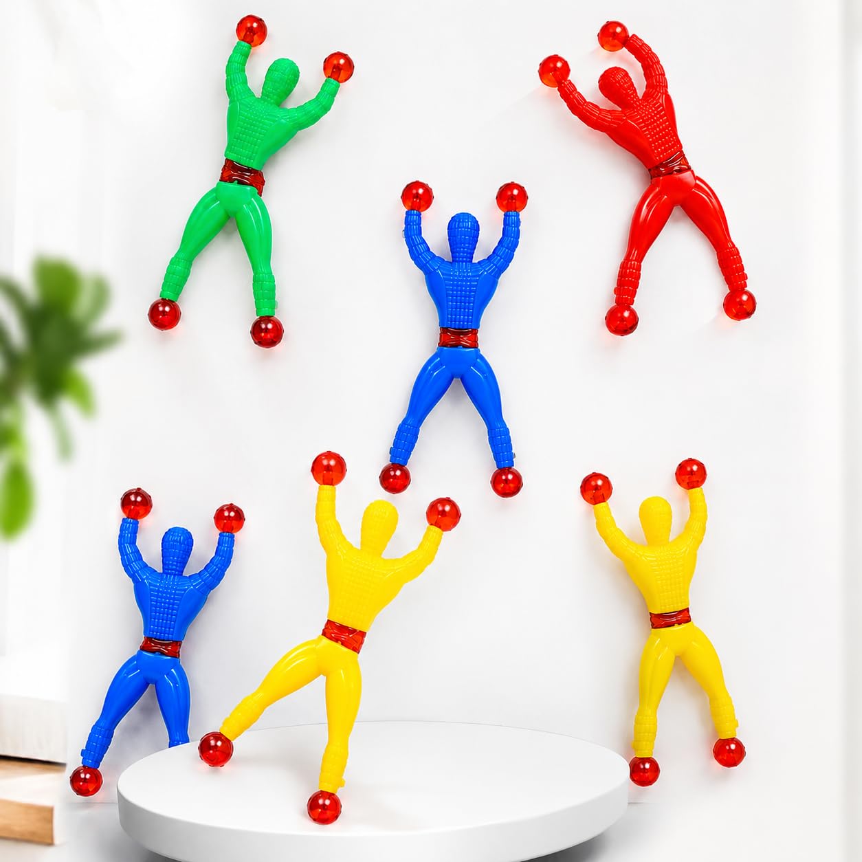 Wall Climbing Sticky Man Action Figures, 5 Pcs Pack Flexible Throwing Toy Set with Red Grip Balls, Random Colour Climber Men Party Return Gifts for Kids Indoor Play-image-33
