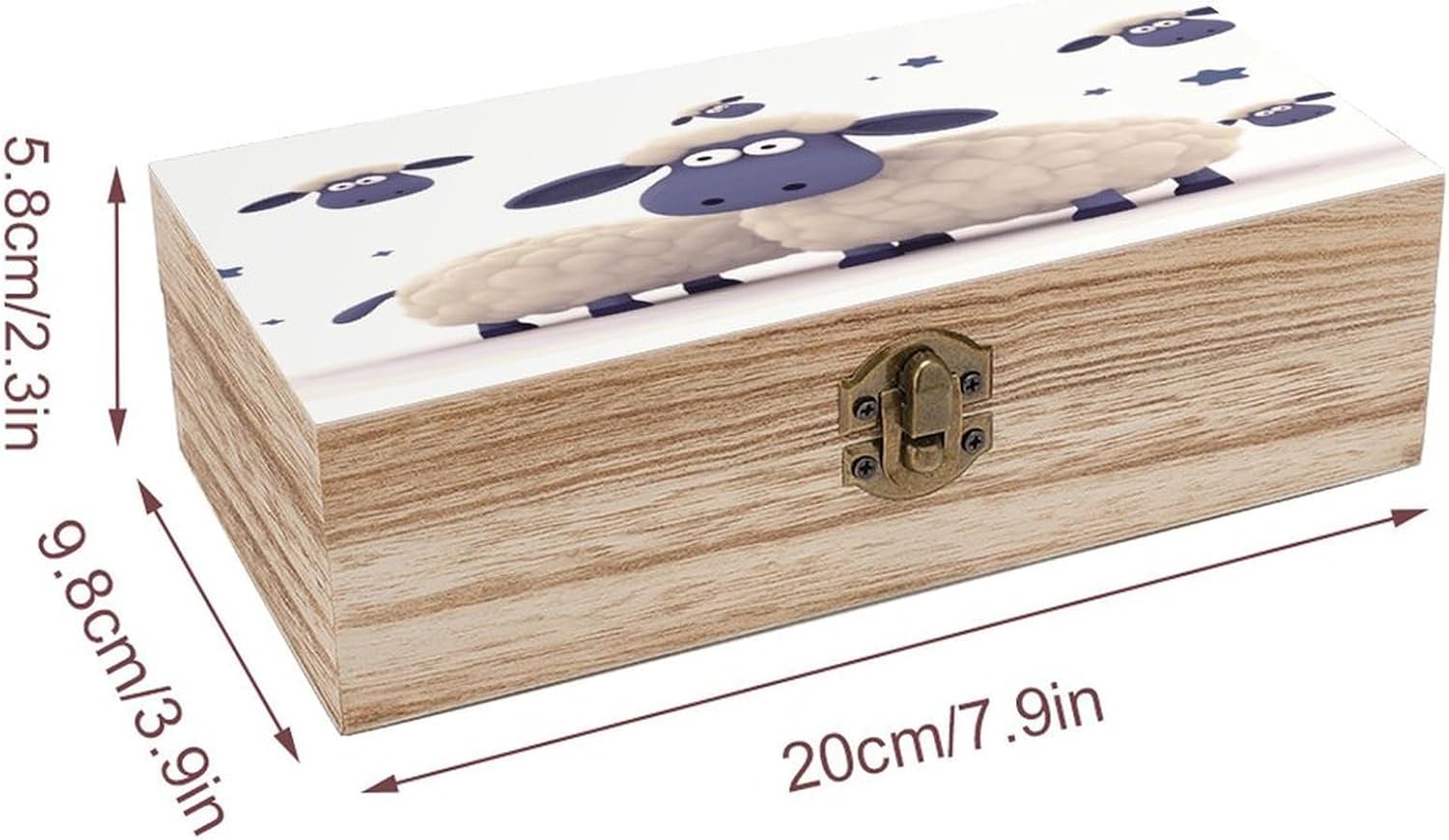 Sheep Wooden Storage Box 7.9" X 3.9" X 2.3" image 2