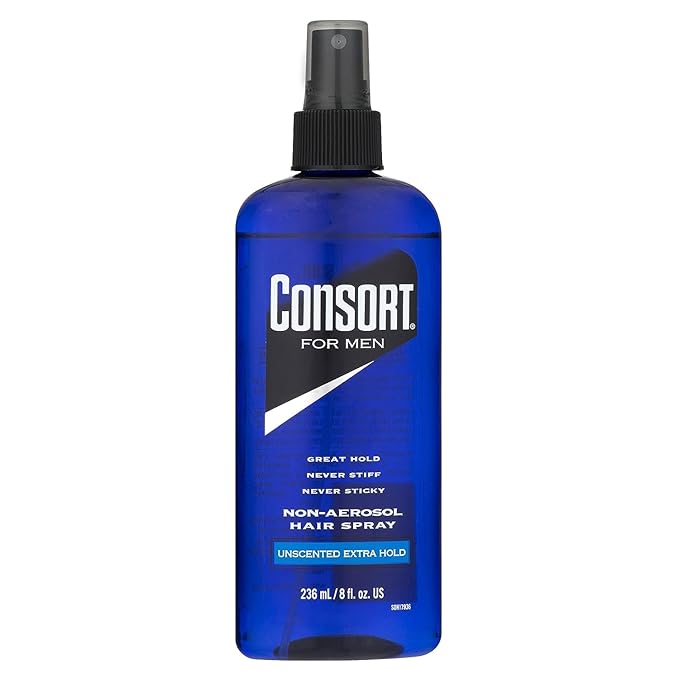 Consort Hair Spray for Men, Extra Hold, Unscented, Non-Aerosol - 8 oz(Pack of 4)