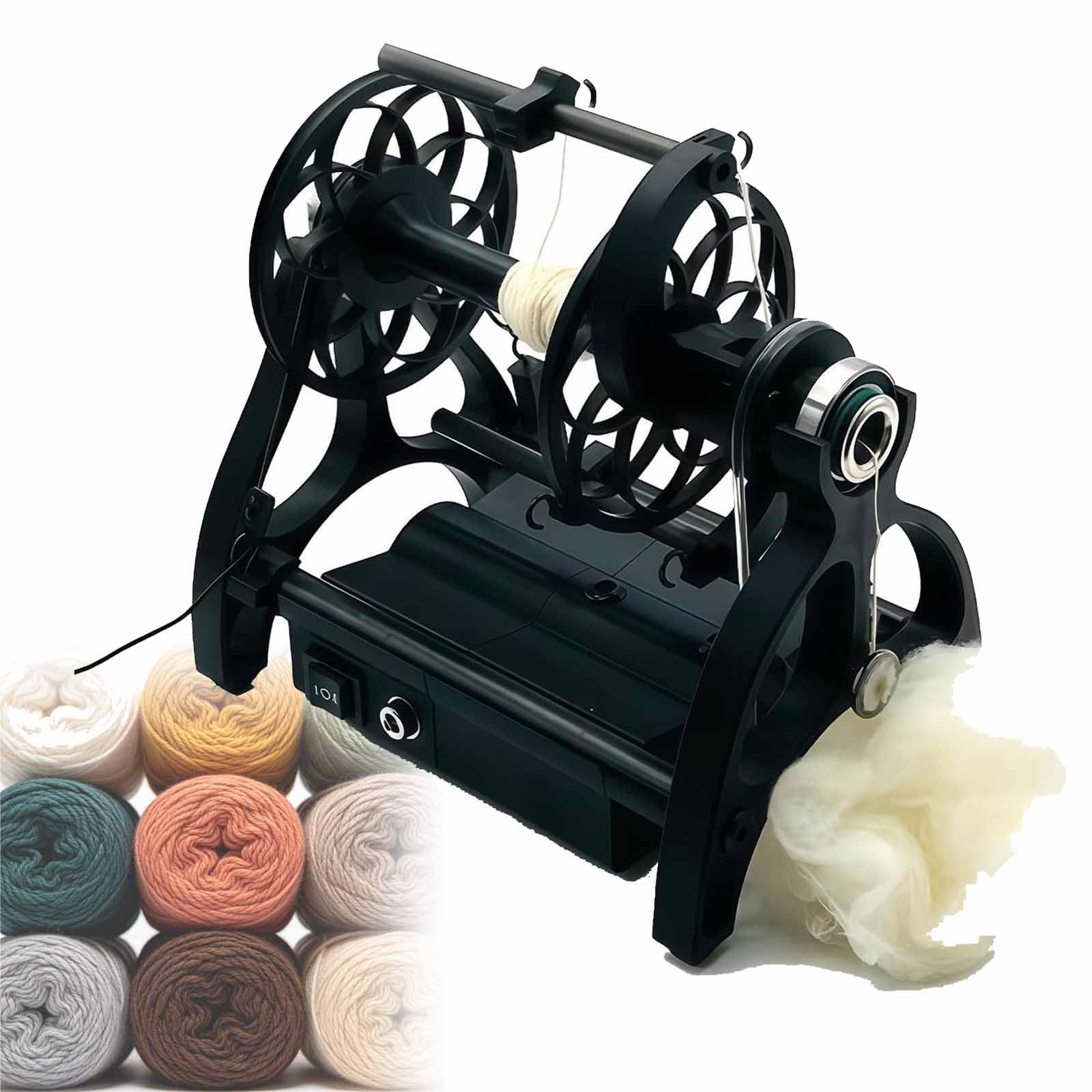 ZephPerton Electric Spinning Wheel, Yarn Ball Winder with 3 Spools, 4oz Capacity (120 G), Max Speed 800rpm, Stepless Speed Control, Forward And Reverse Switching, For Yarn Weaving Blending Roving