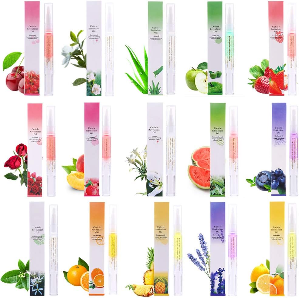 15Pcs Cuticle Oil Pen for Nail Care Products Kit Hangnail Treatment for Damaged Nails Repair Serum Strengthener Cream Moisturizer Growth Nourish Vitamin E Oil for Nail Hardener Lavender Essential Bulk