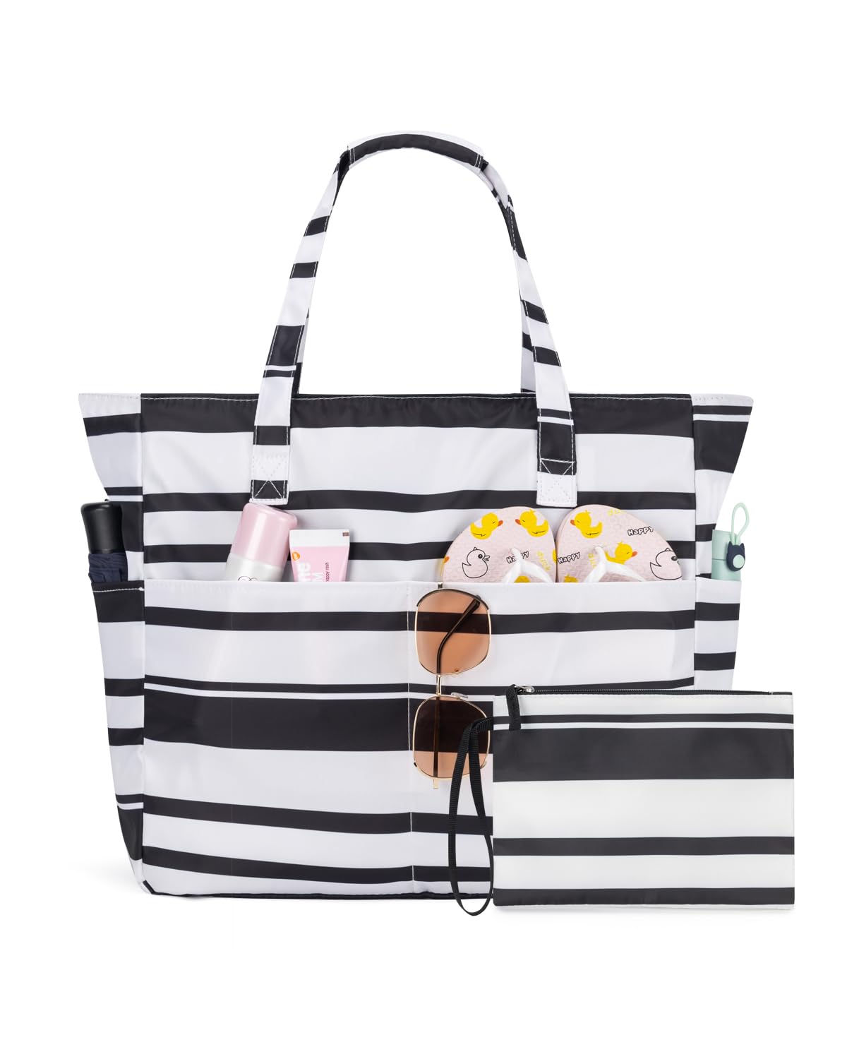 KABAQOO Extra Large Beach Bag Waterproof Sandproof Women Beach Tote with Zipper &amp; Wet Compartment for Pool Gym Grocery Travel