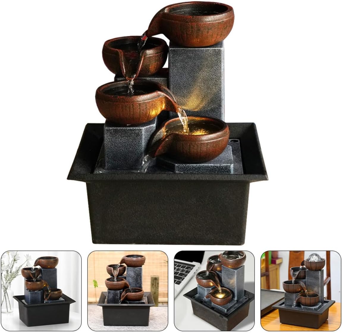 DOITOOL Tabletop Water Fountain Desktop Ornament for Office and Home Decor Elegant Plastic Craft with Tranquil Water Flow and Fade-Resistant Design for Living Wedding and Store Decoration