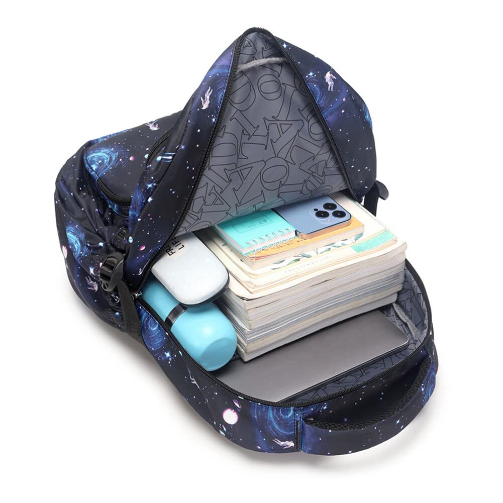 Surakey Cartables Scolaires Garçon, Ensemble de 3 Sacs à Dos + Boîte à Lunch Thermique + Trousse à Crayons, Sac a Dos Enfant Garçon, CM2 CM1 CE2 CE1 CP Sacs Scolaires, Sac à Dos Ciel Étoilé Bleu