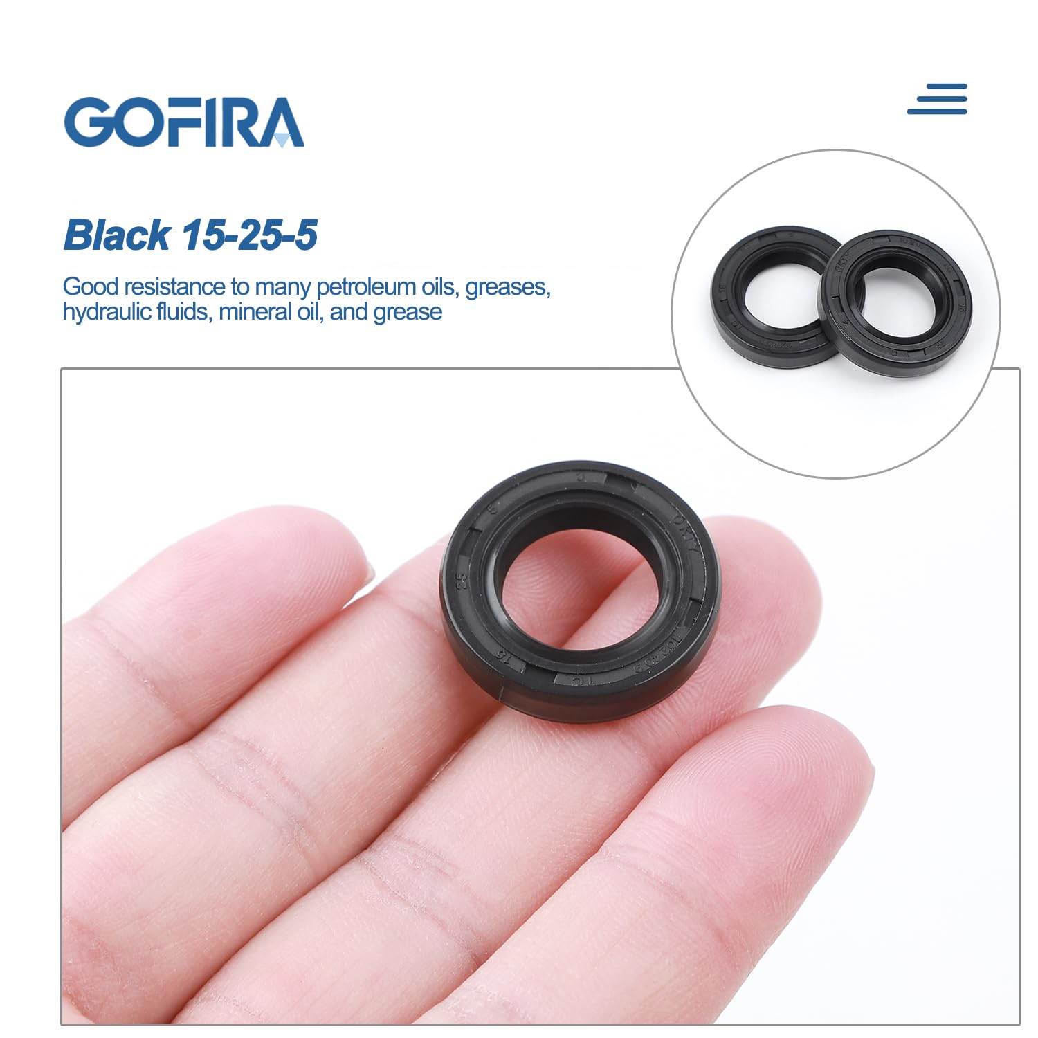 Gofira 2Pcs Oil Seal 15mm x 25mm x 5mm in High-Concentration Nitrile Rubber Material Double Lip with Spring for CFmoto Cforce Zfore Ufore 500 600 800 950 1000 OEM Parts Number:0180-065002