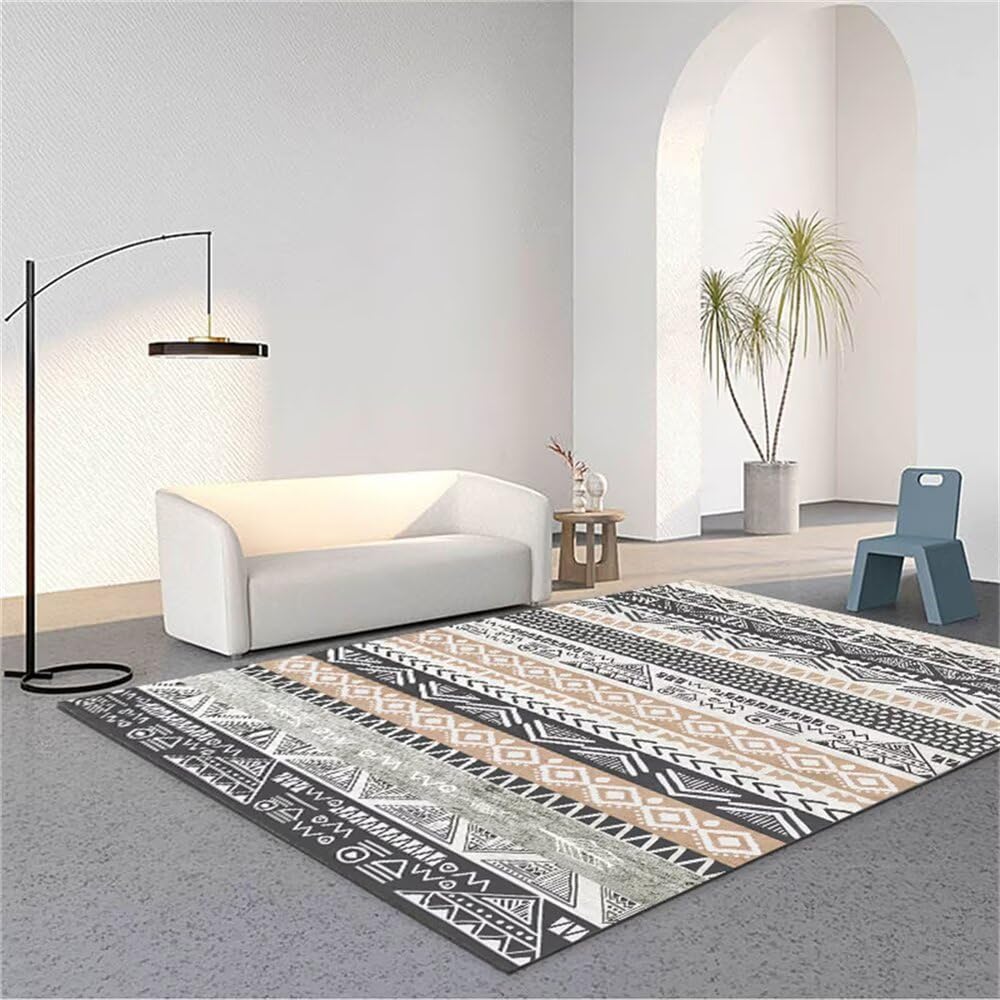 Tapis de sol salon room decor gris noir 80x150cm pour bureau et cuisine