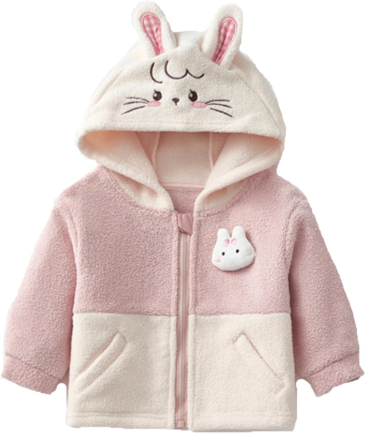 Baby Gilrs Hooded Jacket Soft Winter Warm Fleece Hoody Outerwear Jacket Coat