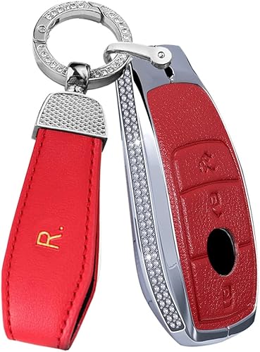Miniatura 10 de ontto Compatible con Benz 2017 en adelante, protector de llavero de cristal, piel y metal, compatible con Mercedes Benz AMG A220 CLS Clase E-Class