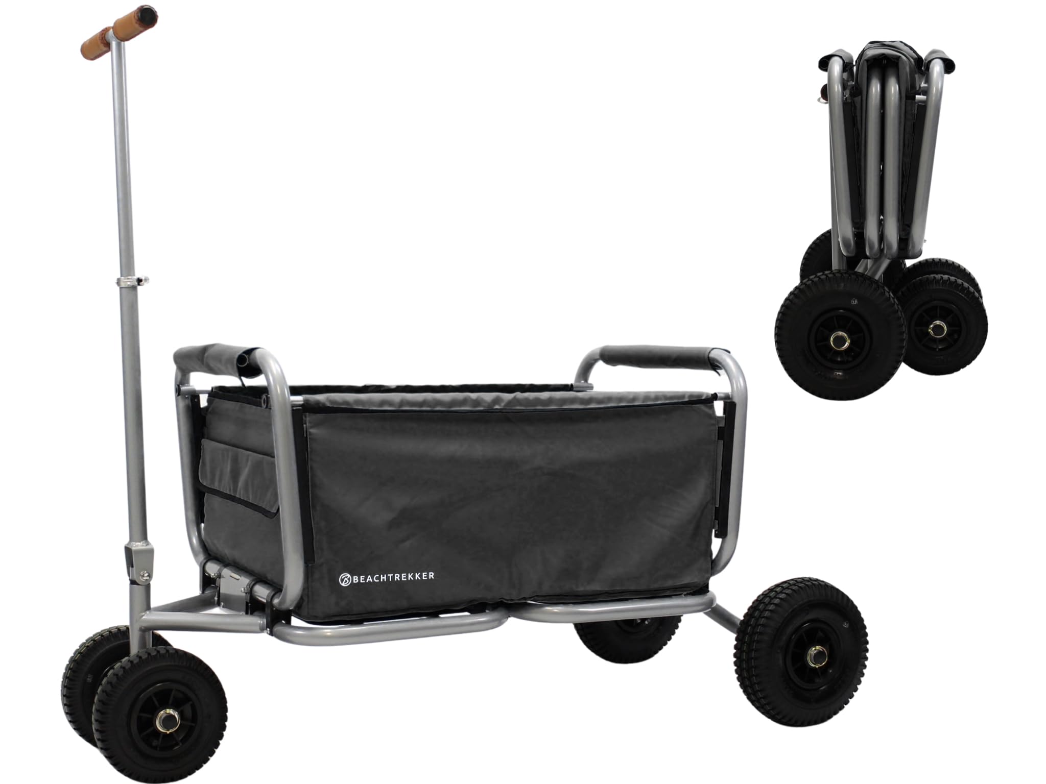 New Beachtrekker Life Chariot Pliable + Frein de stationnement, Chariot à Main Pliable avec pneus pneumatiques (Noir)