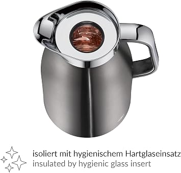 ALFI Thermos Flask, Stainless steel body Plastic handle Glass insert, Cool Grey, 0,65 Liter