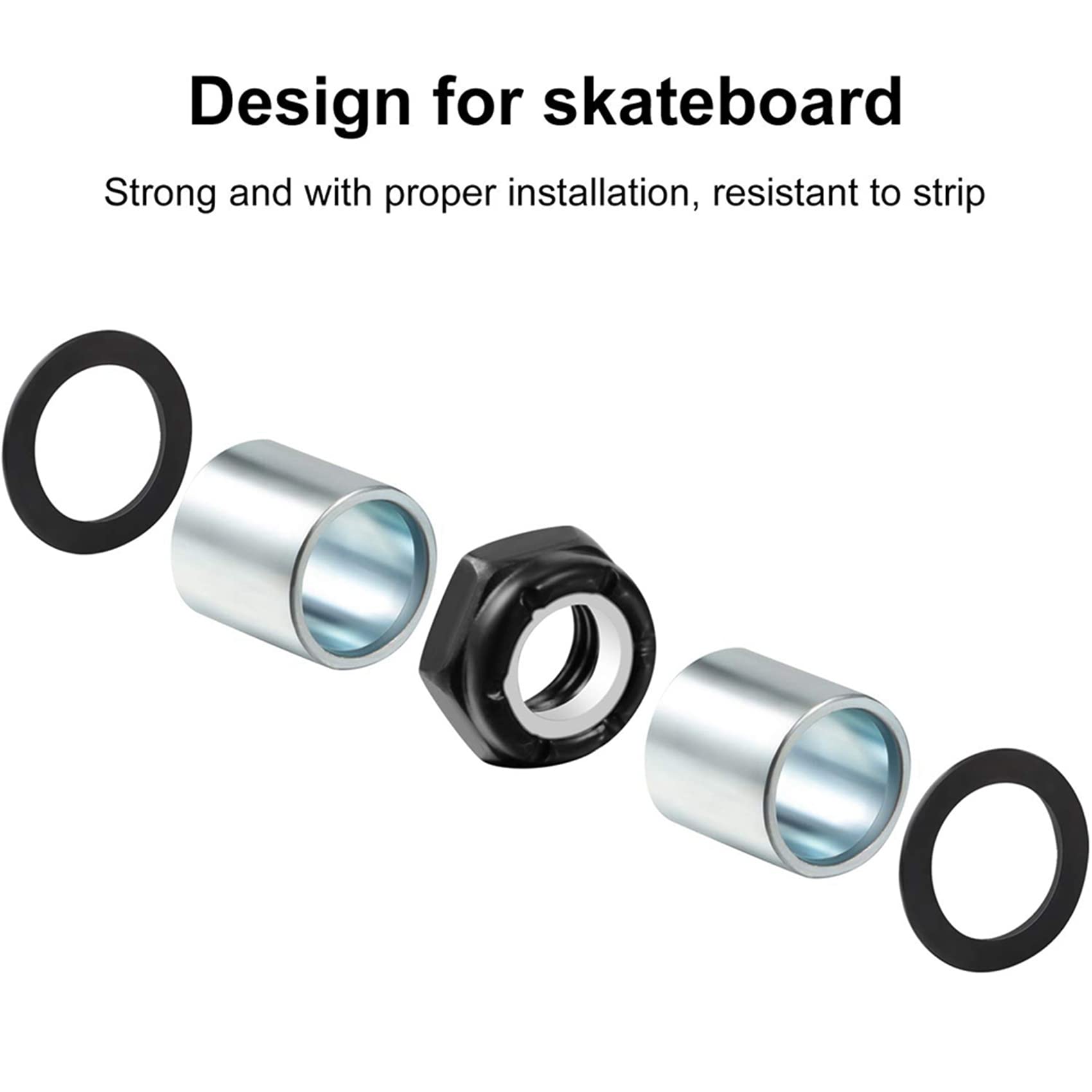 112-teiliges Skateboard-LKW-Hardware-Kit enthält Abstandshalter, Achsmuttern und Speed-Ringe für Skateboard und Longboard
