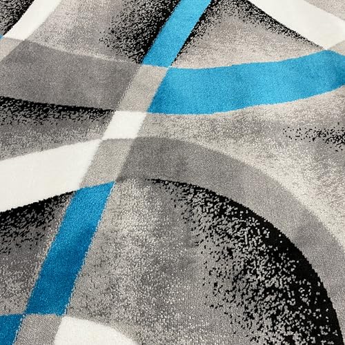 2305 Geometric Abstract Turquoise 5x7 Area Rugs for Living Room
