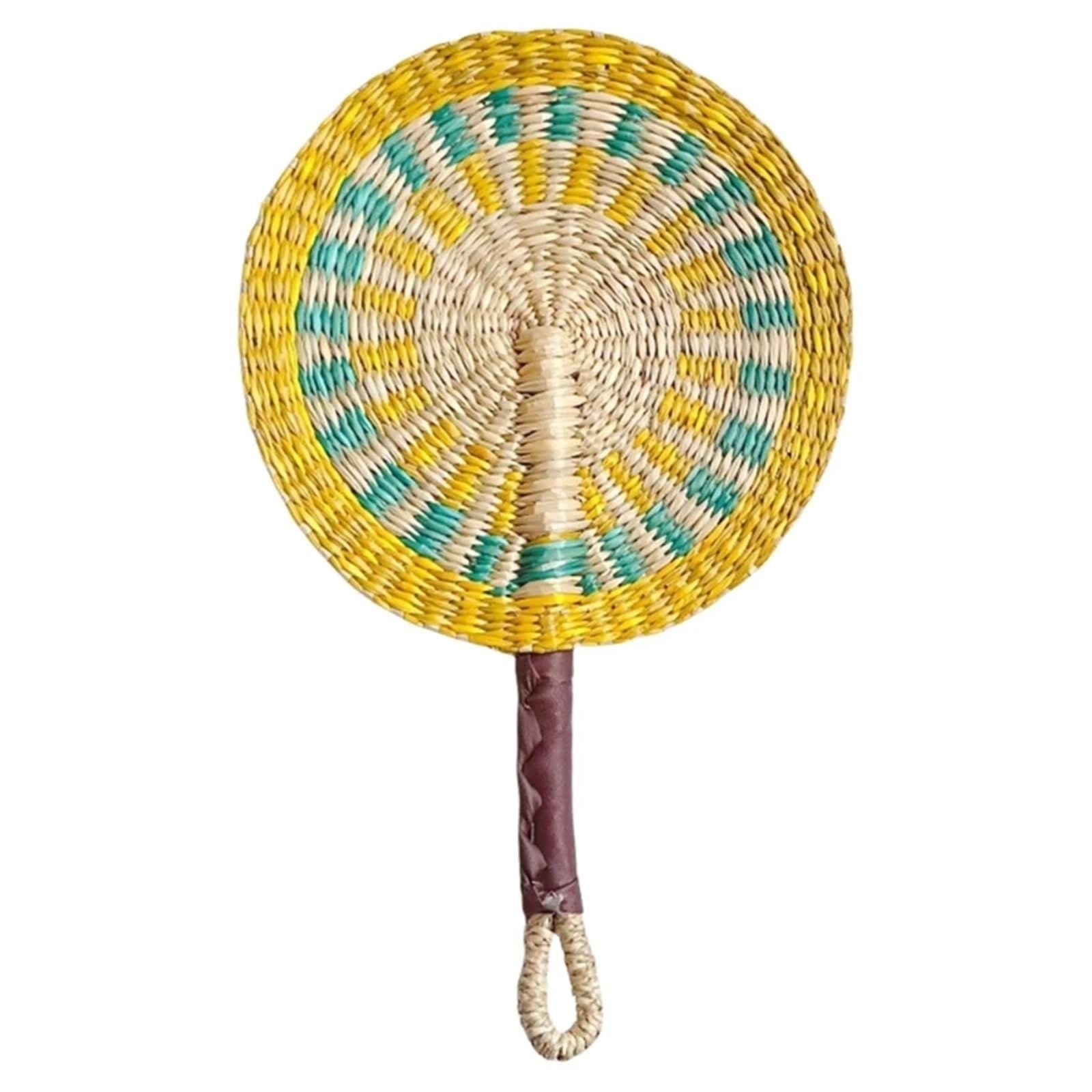WJLYDM Woven Straw Fan Summer Cooling Grass Handwoven Handmade Hanging Decorations For Bedroom Wedding(Color09)