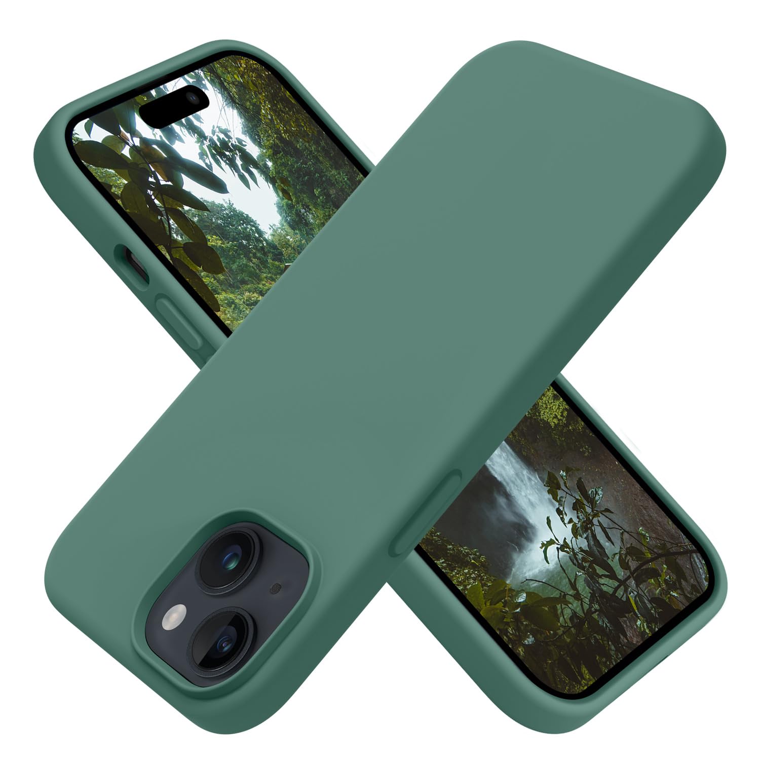 OTOFLY Compatible with iPhone 15 Plus Case, Silicone Shockproof Slim Thin Phone Case for iPhone 15 Plus (6.7 inch), (Pine Green)