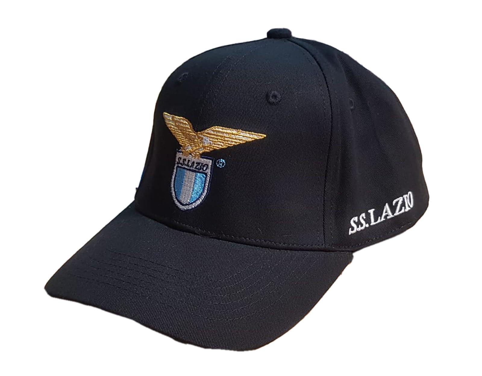 Emme Ti Lazio Hat with Visor Black with Eagle Logo Baseball Cap, Black, One size