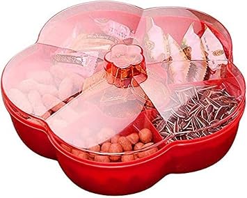 Snack Storage Box, Flower Shape Snack Serving Tray Snacks Storage Box with Lid for Nut Dried Fruit Food Storage Box, Dried Fruit Food Storage Container for Home Party Decoration-Blue