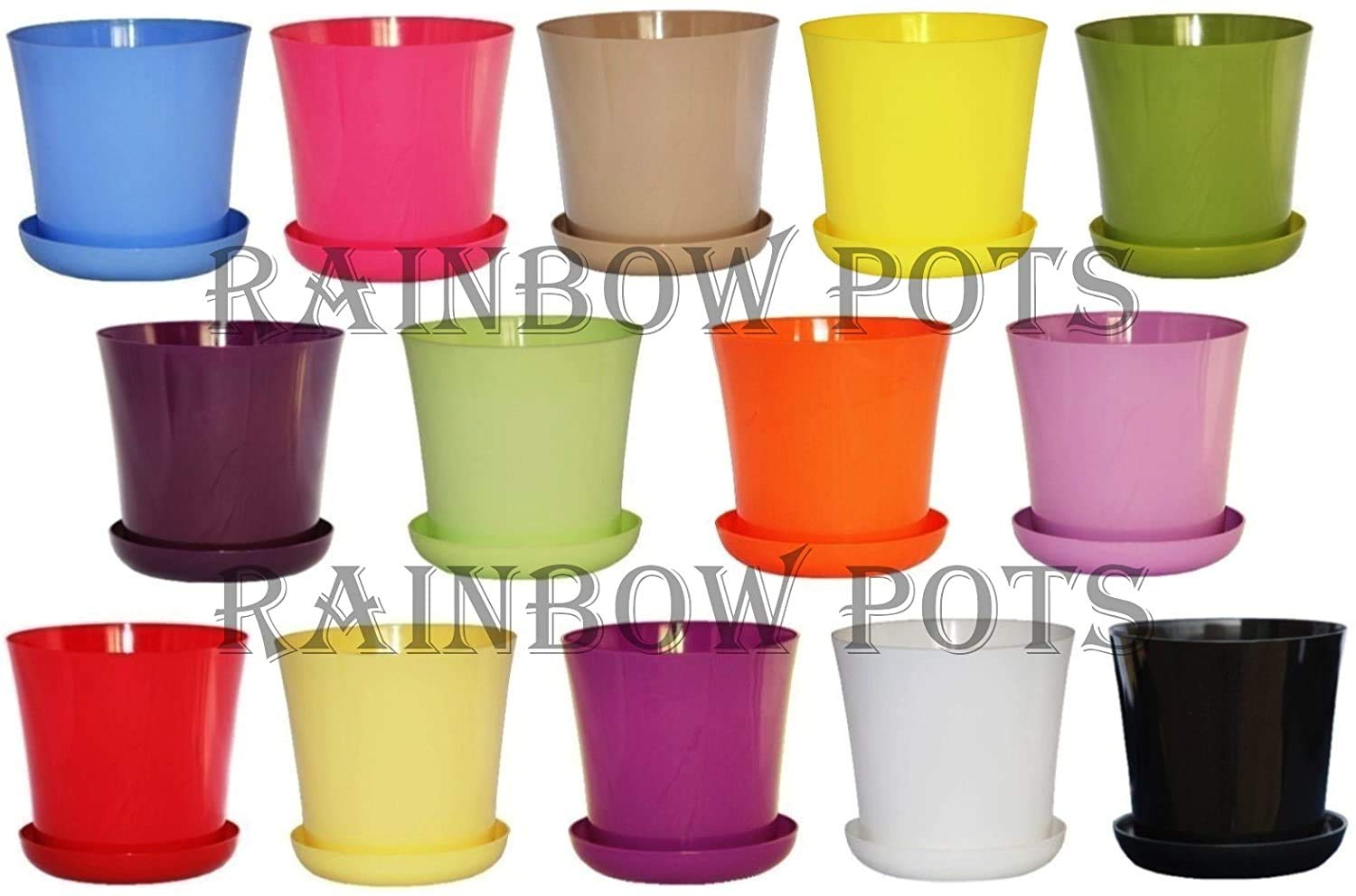 Rainbow Pots Gold Decor Flower Pots Gloss Plastic Plant Pots Orchid Planter With Saucer - 16 Colours (, Φ 11Cm (4,3 Inch))