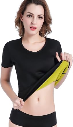 Valentina Womens Hot Thermo Body Shaper T Shirt Neoprene Slimming Workout Sweat Sauna Suit Abdominal Trainer for Weight Loss
