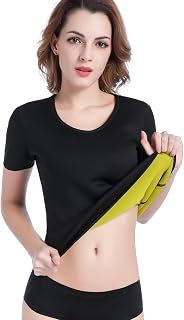 Valentina Womens Hot Thermo Body Shaper T Shirt Neoprene Slimming Workout Sweat Sauna Suit Abdominal Trainer for Weight Loss