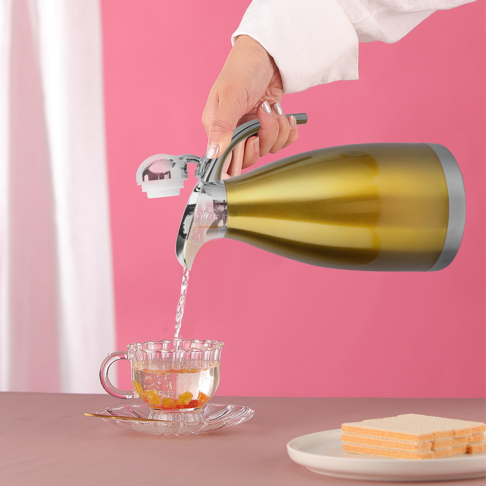 Thermosflasche 2000ml aus Edelstahl, Doppelwandig, für Zuhause und Büro