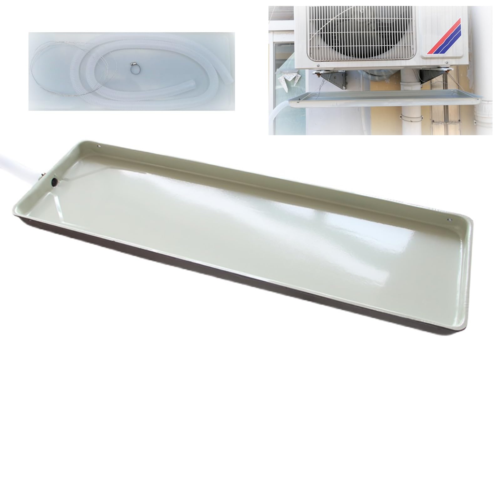 Bandeja de drenaje con tubo para aire acondicionado central, ventana, condensado de CA, portátil, dividida, universal, metal