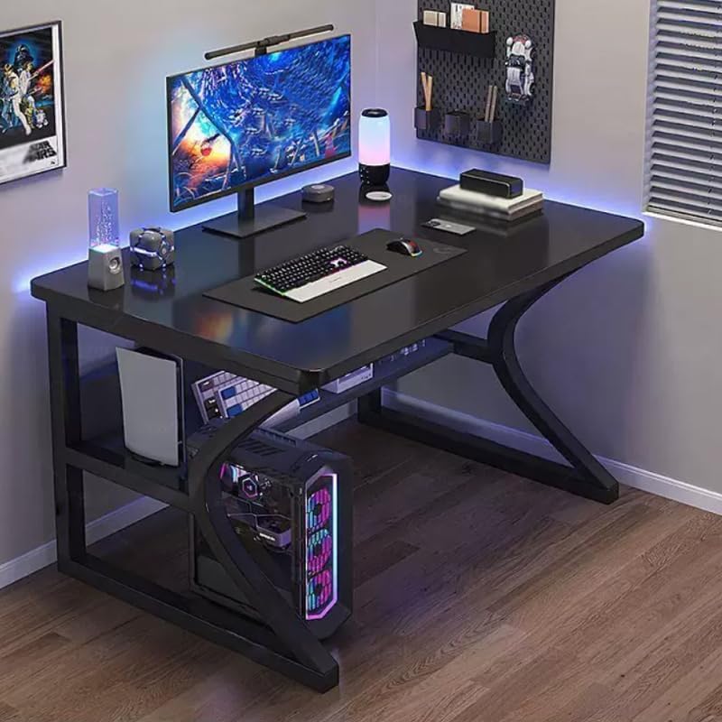 LITFAD Modern Office Desk with Rectangle Design and Wood Top Simple Computer Desk Home Office Study Desk - 55" L x 24" W x 30" H Grey