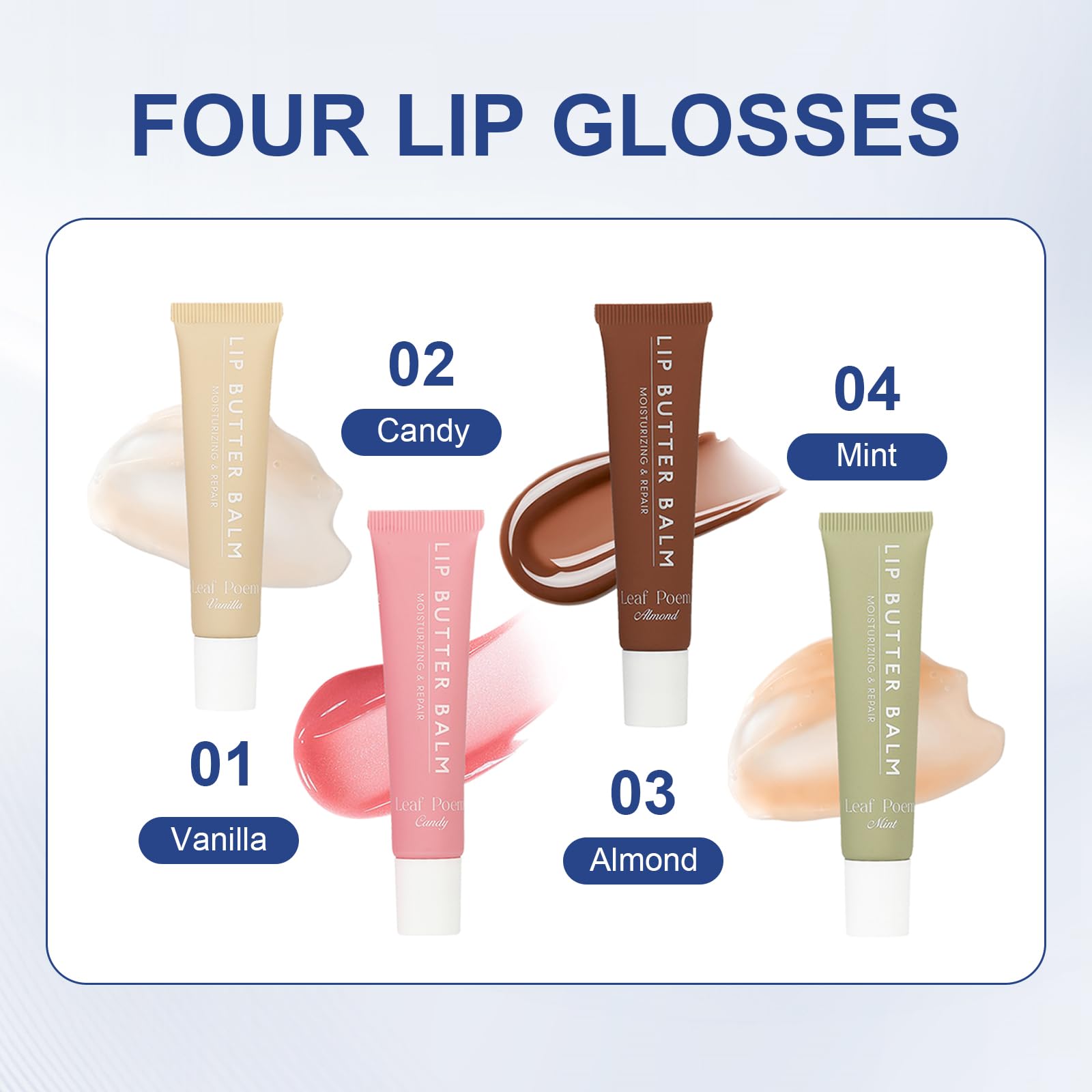 MADGININE 4 PCS Lip Balm Set, Nourishing Lip Gloss, Moisturizing Lip Butter Balm, Butter Conditioning Lip Mask - Image 2