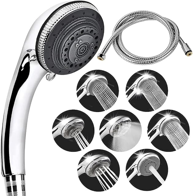 Shower Head and Hose-Lucksun 7 Mode Settings Large Luxury Shower Heads,with Handheld Spray High Pressure Shower Head and Hose Set for Bathroom (1.5m)