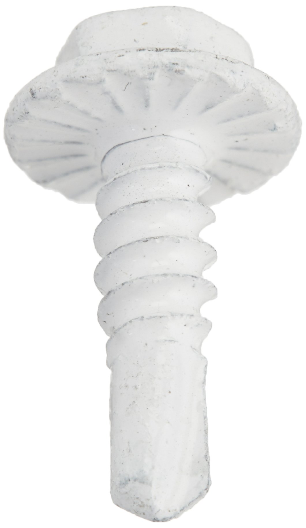 The Hillman Group 560390 8-Inch x 9/16-Inch Washer Head Self Drilling Screw with Painted Head, 100-Pack, White