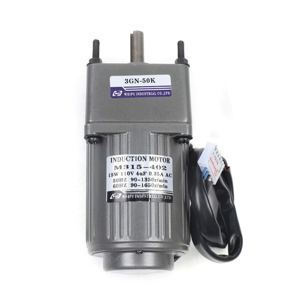 AC 110V 15W Electric Single-Phase Motor Gear Motor Speed Controller 0-27RPM Variable Speed Adjustable Controller Governor Geared Motor High Torque Reducer Motor (Reduction Ratio: 1:50)