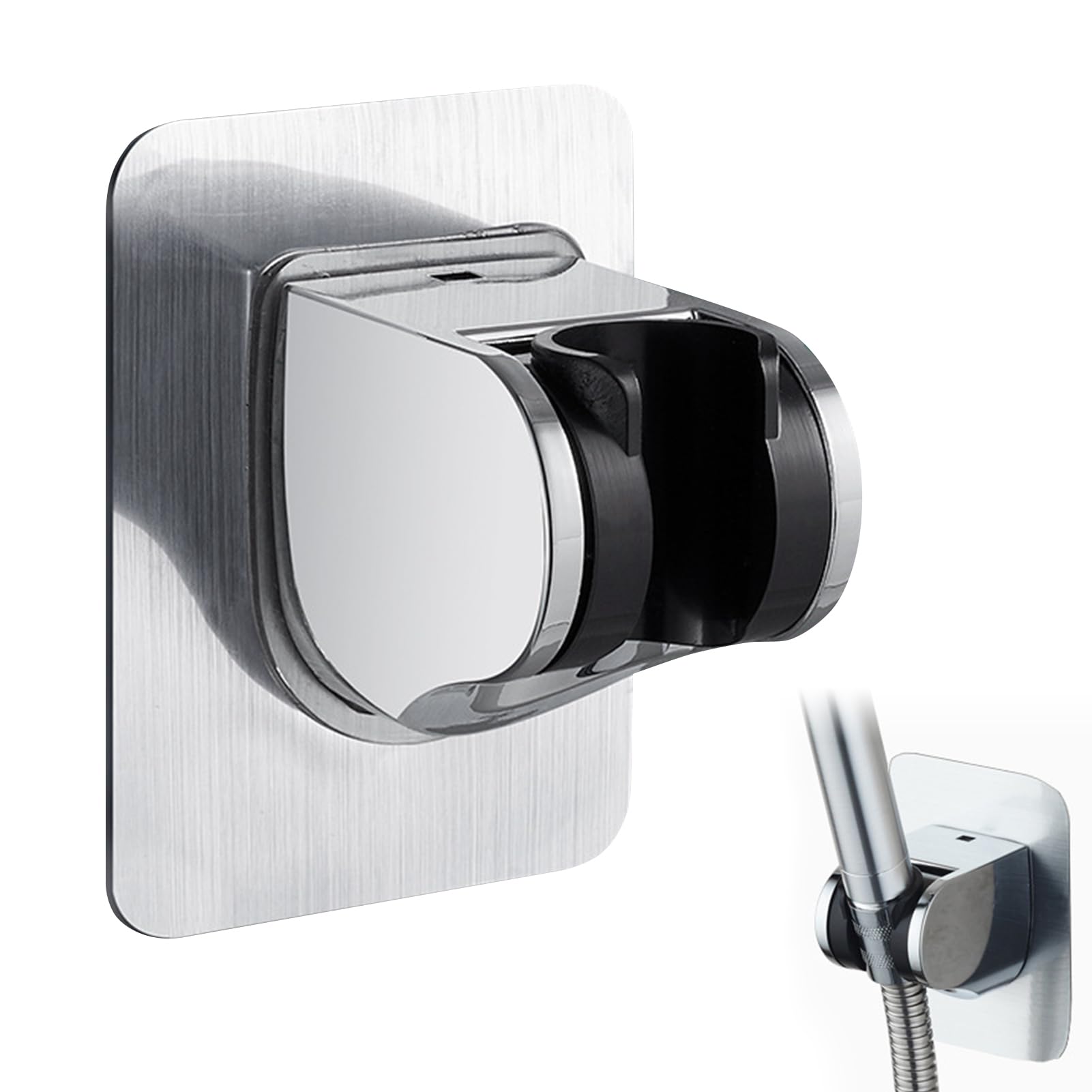 Shower Head Holders, Strong Adhesive Shower Holder Bracket, Universal Shower Head Holder Replacement, Wall Mount Chrome Plated No Drilling Shower Holder for Home Hotel Bathroom