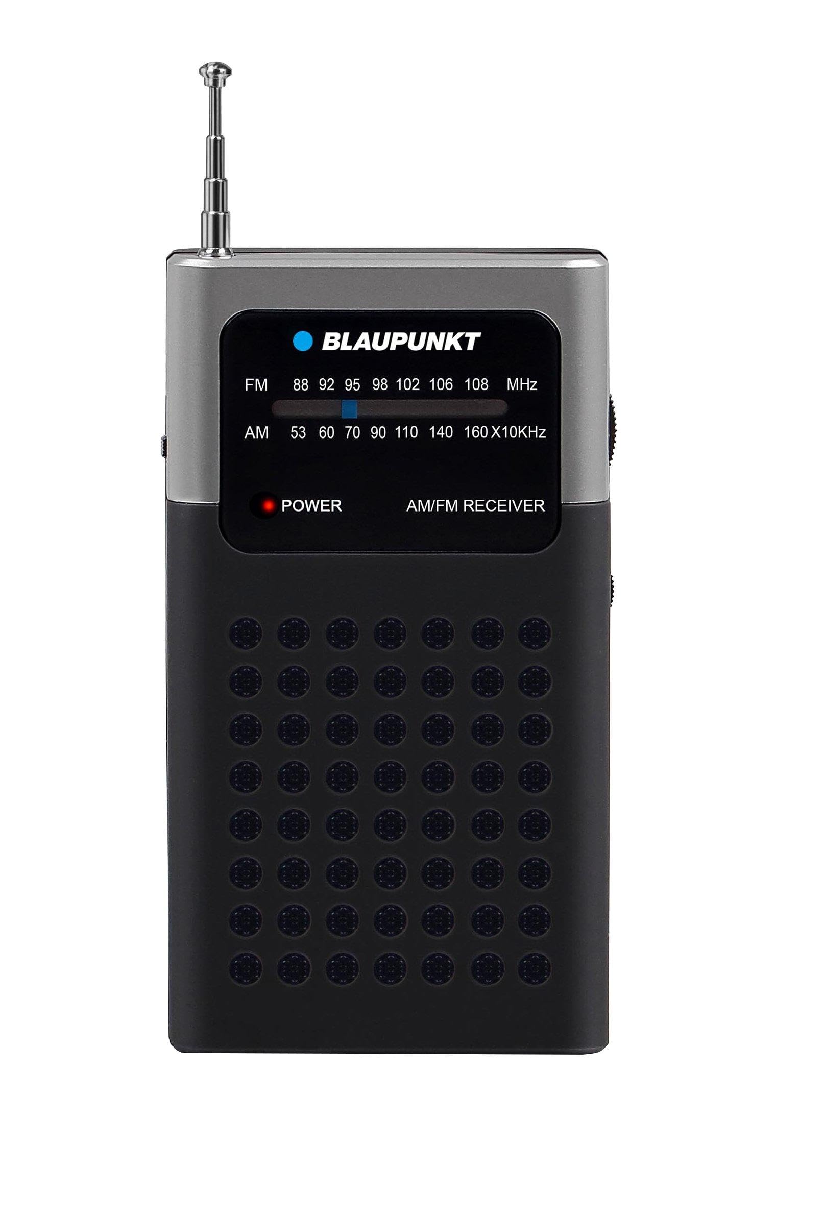 Blaupunkt PR4BK Taschenradio AM/FM Tragbares Radio Teleskopantenne Taschenformat Eingebauter 1,5" Lautsprecher Batteriebetrieben
