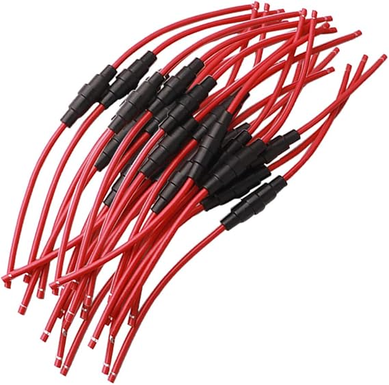 FULARR 20Pcs Professional Inline Screw Type AGC Fuse Holder Set, 32V 20A Fuse Box with 16 AWG Wire, for Fast-Blow Glass Fuse (10Pcs 5X20mm + 10Pcs 6X30mm)