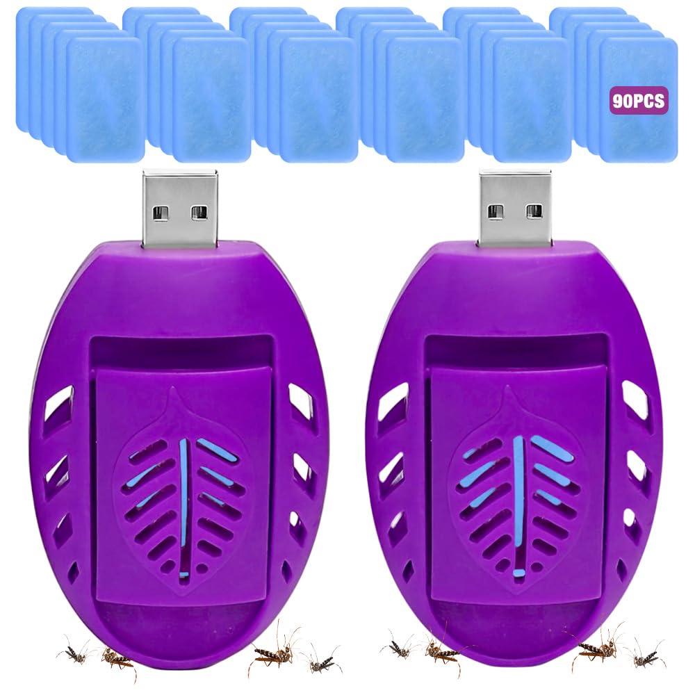2PCS USB Mosquito Repellent Plug In, Portable Mosquito Killer with 90 Repellent Tablets, Indoor Insect repellent Plug In, Electric Mosquito Repeller, for Outdoor/Indoor, Summer Sleep Insect Repellent — image 1