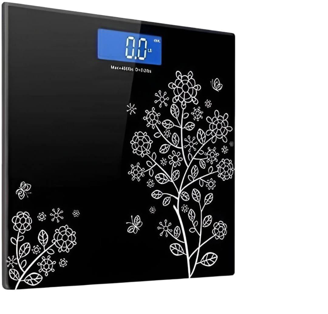 Digital Bathroom Scale with LCD Display, Tempered Glass Platform, Anti-Slip Pads, 180kg Capacity, Floral Design, Auto On/Off-picture-54